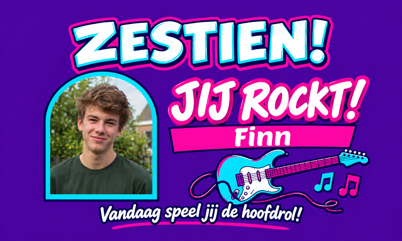Spandoek 16 jaar · Gitaar met eigen tekst