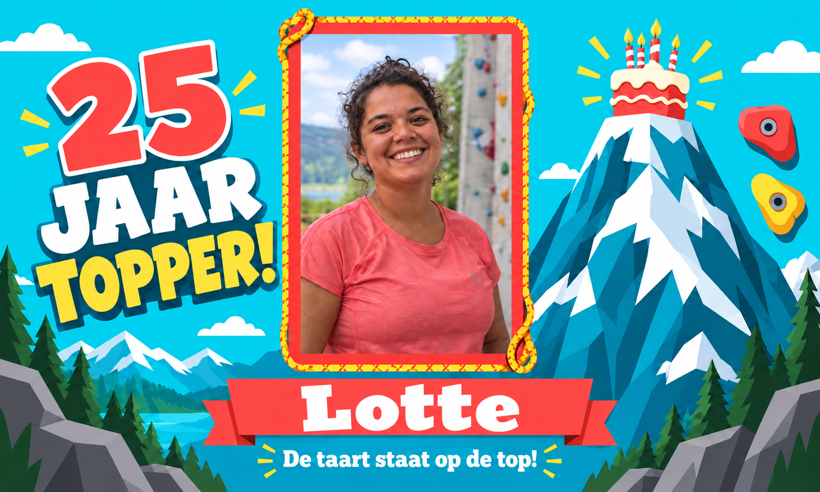 Spandoek 25 jaar · Klimmen met eigen tekst