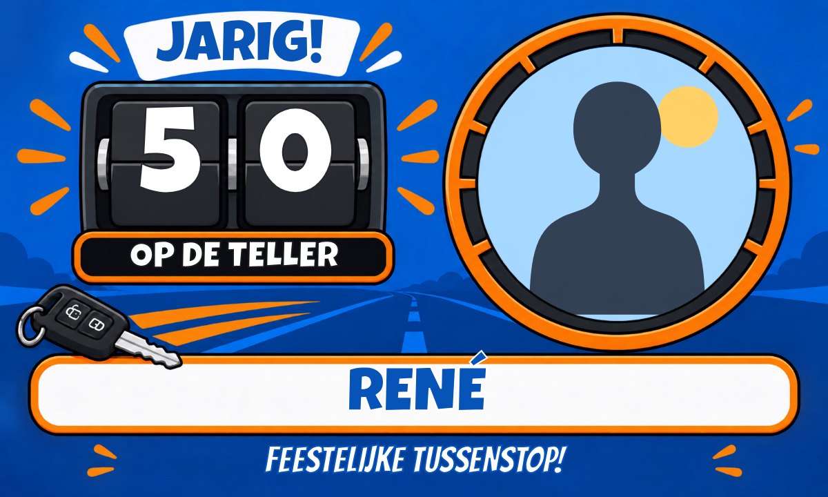 Spandoek 50 jaar · Kilometerteller met eigen tekst