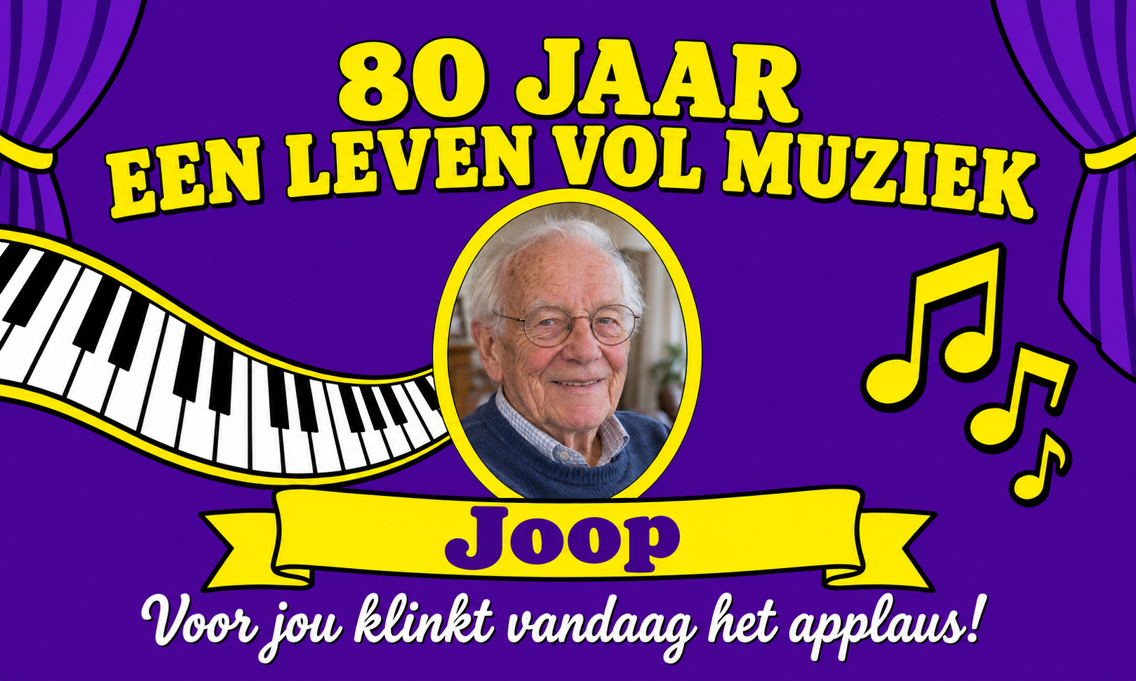 Spandoek 80 jaar · Piano met eigen tekst