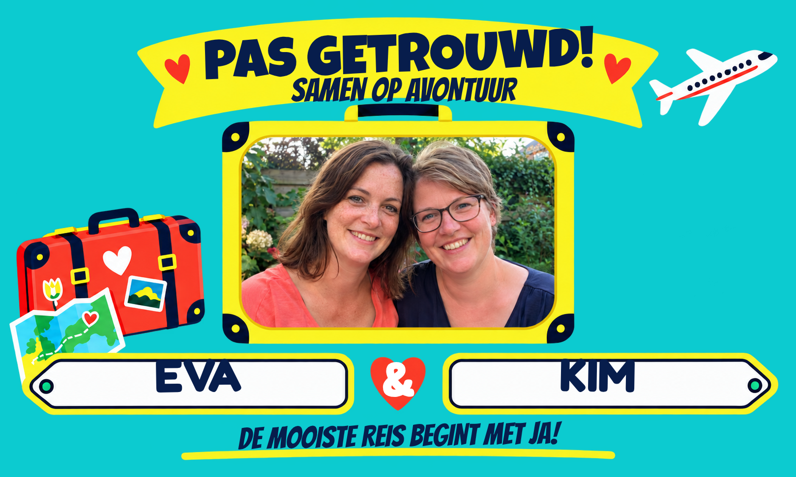 Spandoek Bruiloft · Samen op reis met eigen tekst