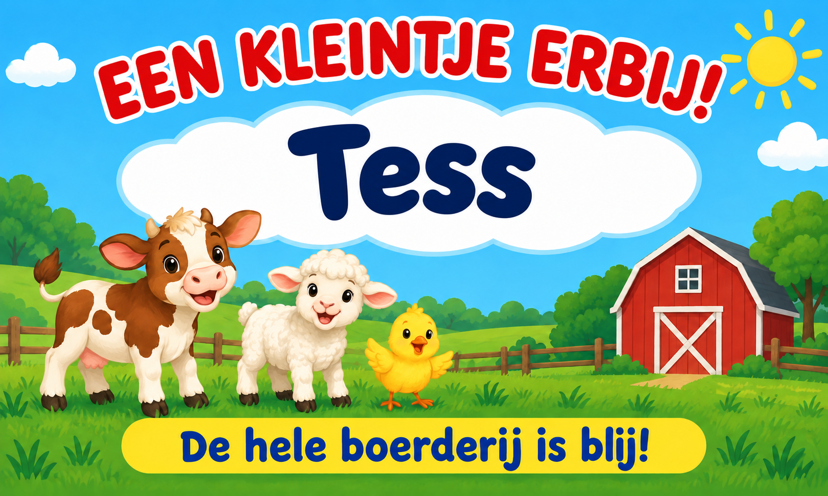 Spandoek Geboorte · Boerderijdieren met eigen tekst