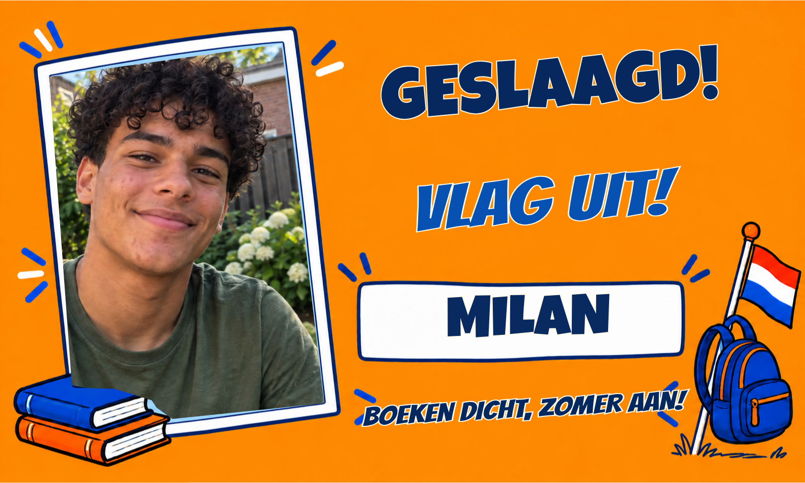 Spandoek Geslaagd · Middelbare school met eigen tekst