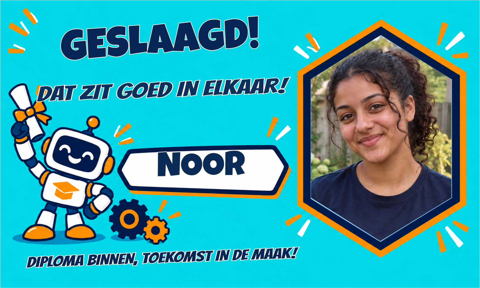 Spandoek Geslaagd · Techniek met eigen tekst