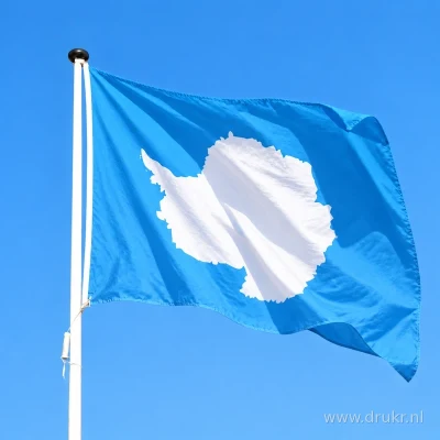Voorbeeld: Vlag van Antarctica aan een witte mast