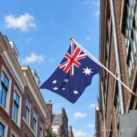 Australische vlag aan een gevelstok