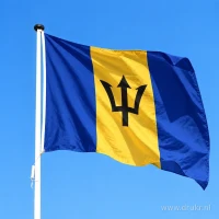 Vlag van Barbados aan een mast
