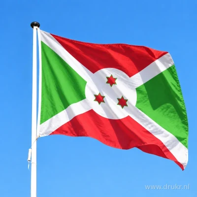 Burundese vlag wapperend aan een verticale witte mast