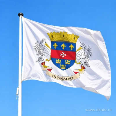 Vlag van Saint-Barthélemy wapperend aan een verticale witte mast