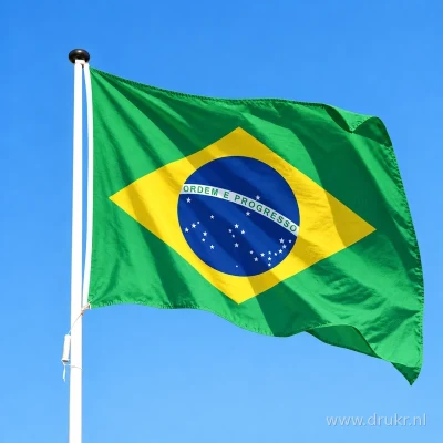 Voorbeeld: Braziliaanse vlag aan een witte mast