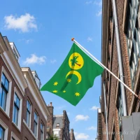Vlag van Cocoseilanden aan een gevelstok