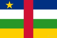 De Centraal-Afrikaanse vlag heeft vier even hoge horizontale banen: blauw, wit, groen en geel. Een rode verticale baan loopt door het midden; bovenaan de hijszijde staat een gele vijfpuntige ster.