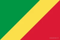De vlag van Congo-Brazzaville heeft een groen vlak aan de hijszijde en een rood vlak aan de vrije zijde, gescheiden door een brede gele diagonale baan.