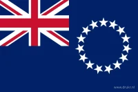 Een donkerblauw veld met de Union Jack linksboven en een ring van vijftien witte sterren aan de vrije zijde.