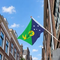 Vlag van Christmaseiland aan een gevelstok