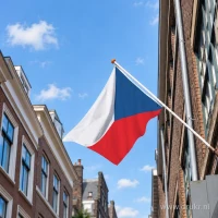 Tsjechische vlag aan een gevelstok
