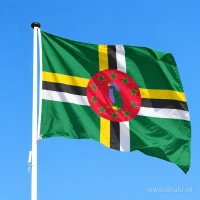 Vlag van Dominica aan een mast