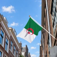 Algerijnse vlag aan een gevelstok