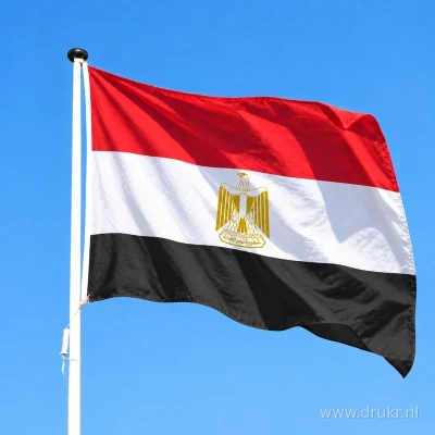 Egyptische vlag wapperend aan een verticale witte mast