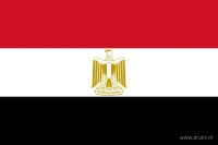De Egyptische vlag heeft drie even hoge horizontale banen: rood boven, wit in het midden en zwart onder. In de witte baan staat een goudgele adelaar.