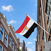 Egyptische vlag aan een gevelstok