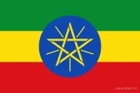 De Ethiopische vlag heeft drie even hoge horizontale banen: groen boven, geel in het midden en rood onder. Midden op het doek staat een blauwe cirkel met een geel lijnensymbool en stralen.