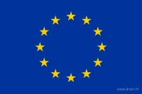 De Europese vlag heeft twaalf goudgele, rechtopstaande vijfpuntige sterren in een cirkel op een blauw veld.