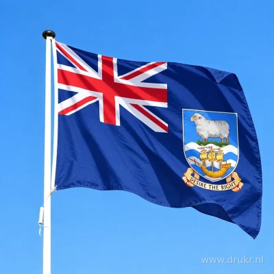 Vlag van Falklandeilanden wapperend aan een verticale witte mast