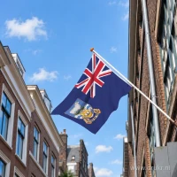 Vlag van Falklandeilanden aan een gevelstok