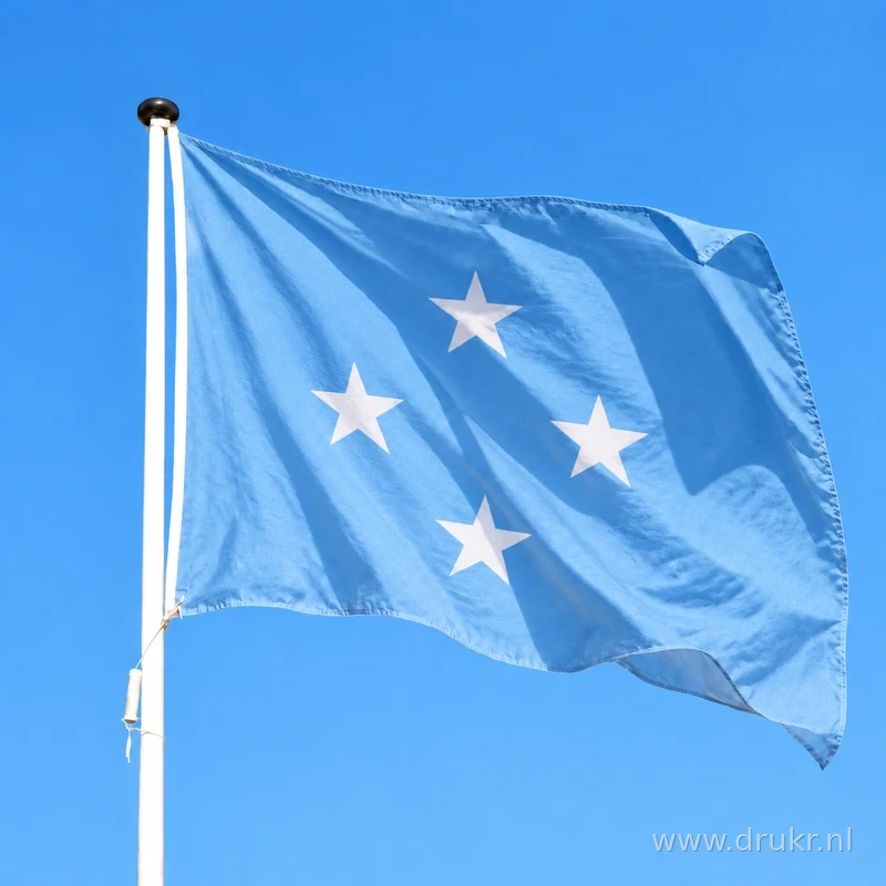 Micronesische vlag wapperend aan een verticale witte mast