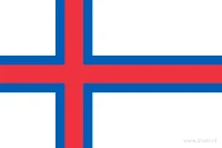 Een wit veld met een rood Scandinavisch kruis binnen een blauwe rand.