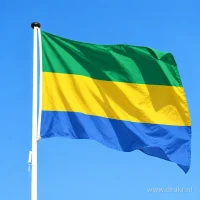 Gabonese vlag aan een mast