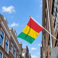 Guinese vlag aan een gevelstok