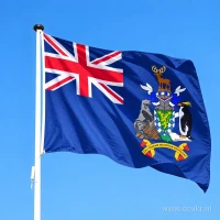 Vlag van Zuid-Georgië en de Zuidelijke Sandwicheilanden aan een mast