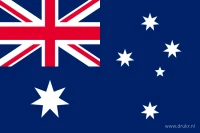Een donkerblauw veld met de Union Jack, een grote witte zevenpuntige ster en de vijf witte Zuiderkruissterren: de Australische uitvoering.