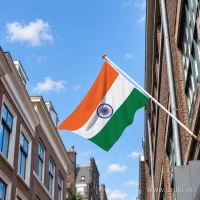 Indiase vlag aan een gevelstok