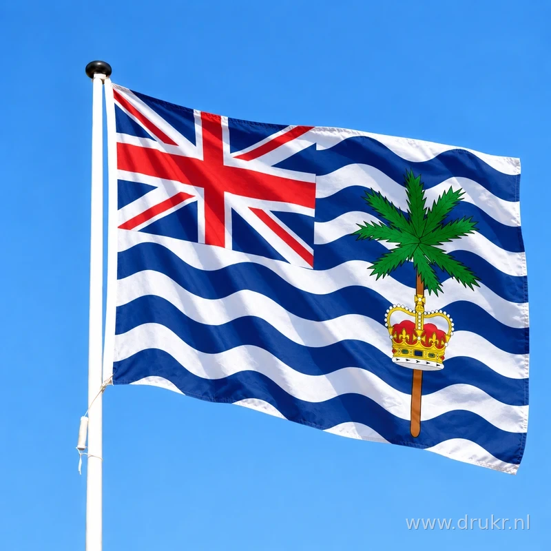 Vlag van Brits Indische Oceaanterritorium wapperend aan een verticale witte mast