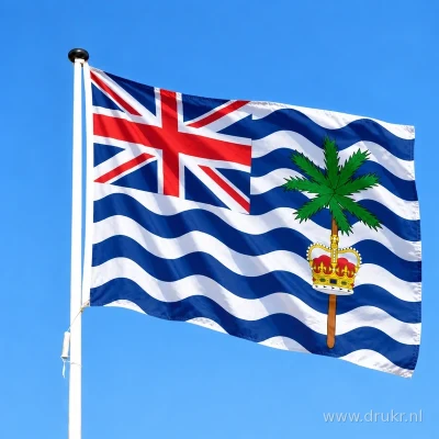 Vlag van Brits Indische Oceaanterritorium wapperend aan een verticale witte mast