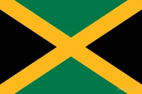 De Jamaicaanse vlag heeft een geel diagonaal kruis. De driehoeken boven en onder zijn groen; de driehoeken aan de hijszijde en vrije zijde zijn zwart.
