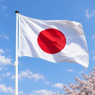 Voorbeeld: Japanse vlag aan een witte mast