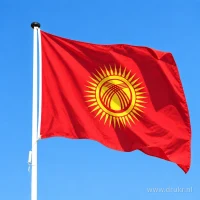 Kirgizische vlag aan een mast