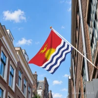 Vlag van Kiribati aan een gevelstok
