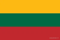 De Litouwse vlag heeft drie even brede horizontale banen: geel boven, groen in het midden en rood onder.