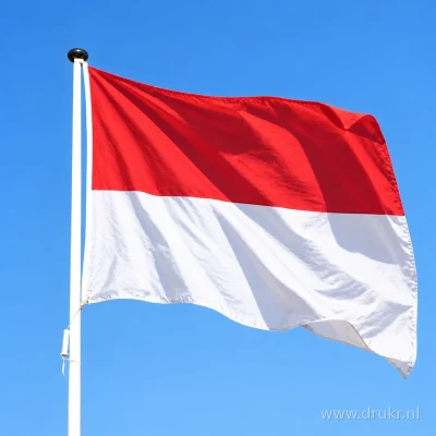 Monegaskische vlag wapperend aan een verticale witte mast