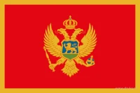 De Montenegrijnse vlag heeft een rood veld, een gouden rand en een tweekoppige adelaar met een schild in het midden.