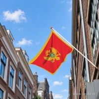 Montenegrijnse vlag aan een gevelstok