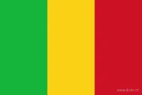 De Malinese vlag heeft drie even brede verticale banen: groen aan de hijszijde, geel in het midden en rood aan de vrije zijde.