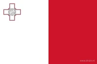 De Maltese vlag heeft een witte baan aan de hijszijde en een rode baan aan de vrije zijde, met een klein George Cross bovenaan het witte vlak.