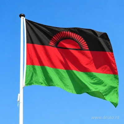 Malawische vlag wapperend aan een verticale witte mast