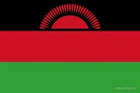 De Malawische vlag heeft drie even hoge horizontale banen: zwart boven, rood in het midden en groen onder. In de zwarte bovenbaan staat een rode opkomende zon.
